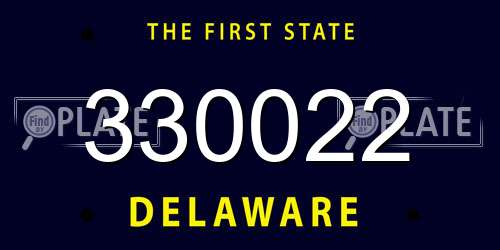 330022 Delaware License Plate