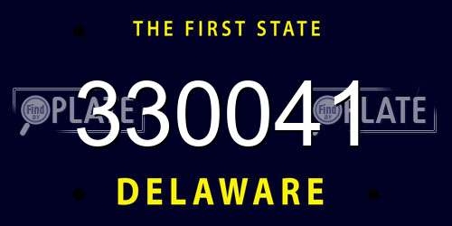 330041 Delaware License Plate