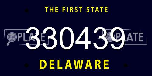 330439 Delaware License Plate