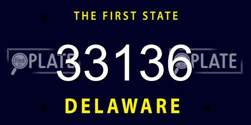 33136 Delaware License Plate