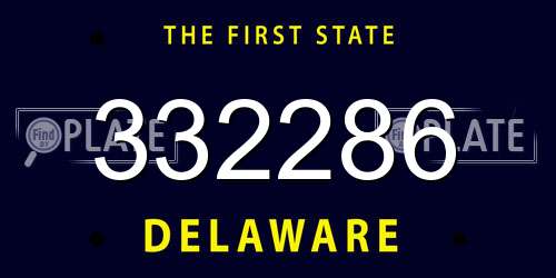 332286 Delaware License Plate