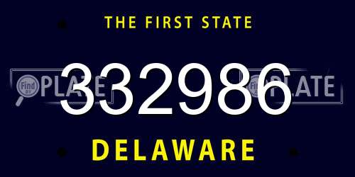 332986 Delaware License Plate