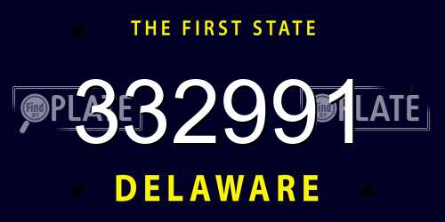 332991 Delaware License Plate