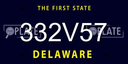 332V57 Delaware License Plate