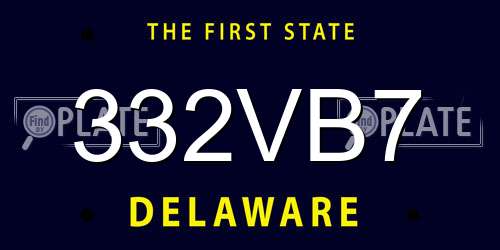 332VB7 Delaware License Plate