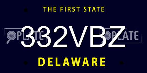 332VBZ Delaware License Plate