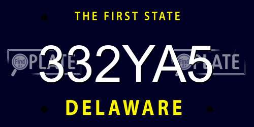 332YA5 Delaware License Plate