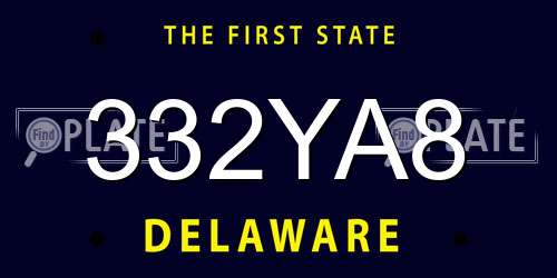332YA8 Delaware License Plate