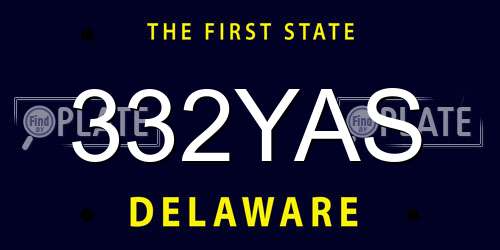 332YAS Delaware License Plate