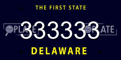 333333 Delaware License Plate