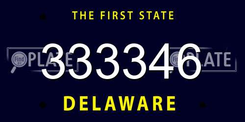 333346 Delaware License Plate