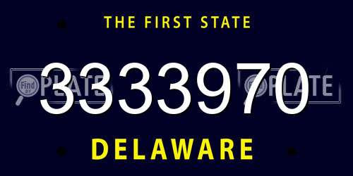 3333970 Delaware License Plate