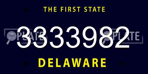 3333982 Delaware License Plate