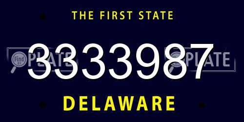 3333987 Delaware License Plate