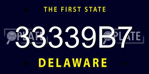 33339B7 Delaware License Plate