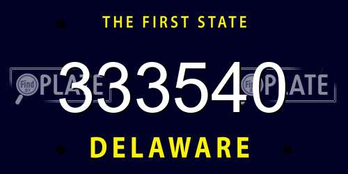 333540 Delaware License Plate