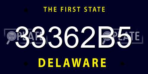 33362B5 Delaware License Plate