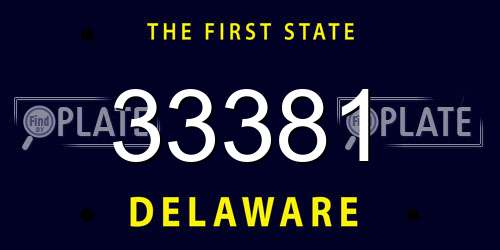 33381 Delaware License Plate