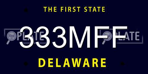 333MFF Delaware License Plate