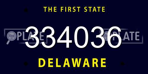 334036 Delaware License Plate