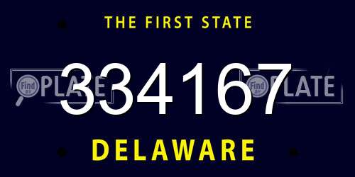 334167 Delaware License Plate