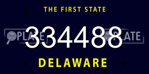 334488 Delaware License Plate