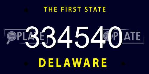 334540 Delaware License Plate