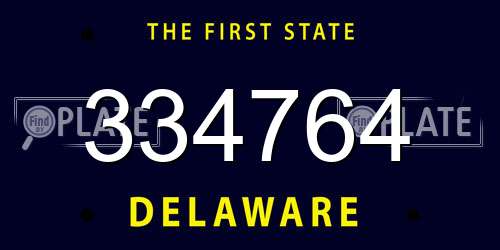 334764 Delaware License Plate