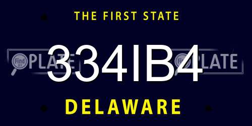 334IB4 Delaware License Plate