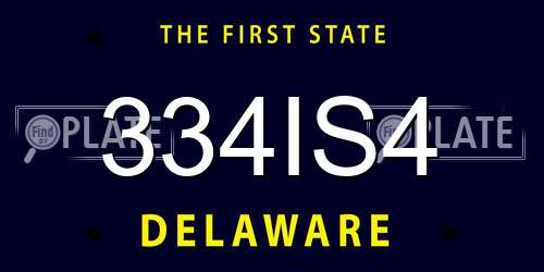 334IS4 Delaware License Plate