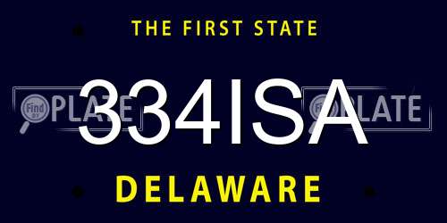 334ISA Delaware License Plate