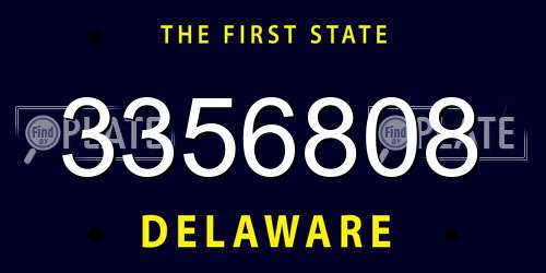 3356808 Delaware License Plate
