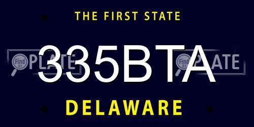 335BTA Delaware License Plate