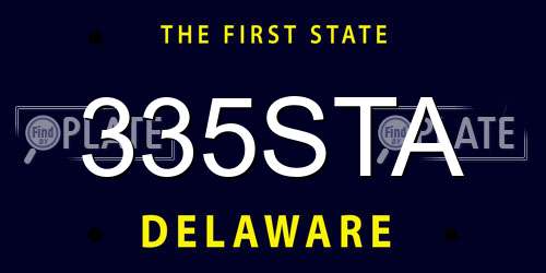 335STA Delaware License Plate
