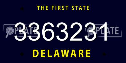 3363231 Delaware License Plate