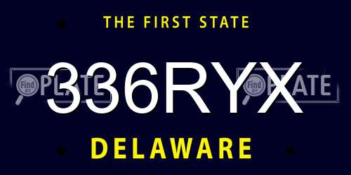336RYX Delaware License Plate