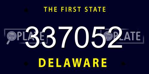 337052 Delaware License Plate