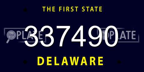 337490 Delaware License Plate
