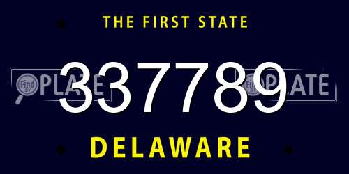337789 Delaware License Plate