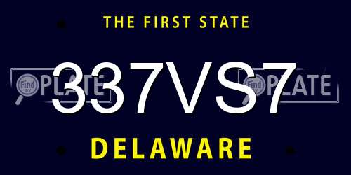 337VS7 Delaware License Plate