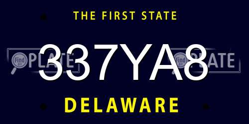 337YA8 Delaware License Plate