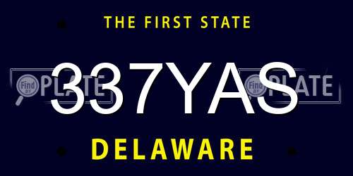 337YAS Delaware License Plate