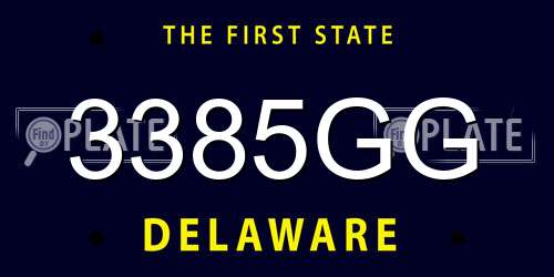 3385GG Delaware License Plate