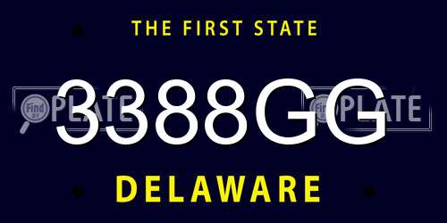 3388GG Delaware License Plate