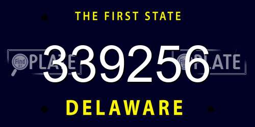 339256 Delaware License Plate