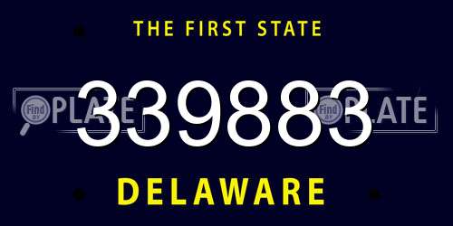 339883 Delaware License Plate