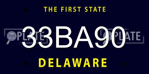 33BA90 Delaware License Plate
