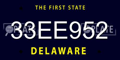 33EE952 Delaware License Plate