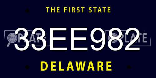 33EE982 Delaware License Plate