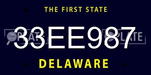 33EE987 Delaware License Plate